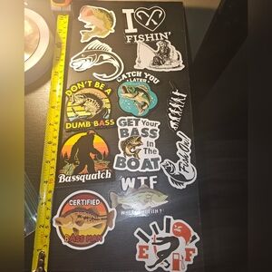 13 Funny Fishing Themed Sticker Set